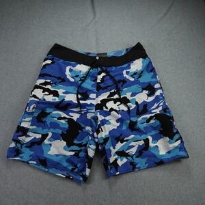 Pelagic Board Shorts Mens 36 Camo Blue‎ White Black Swim Trunks Fishing